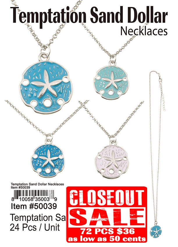 Temptation Sand Dollar Necklaces - Closeout 72 Pcs.